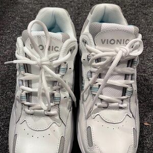 Vionic Women's 23Walk White and Gray Sneakers- WIDE